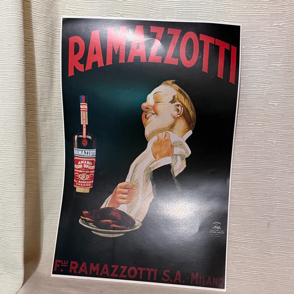 Vintage Style Ramazzotti Poster of Man Dining🍷